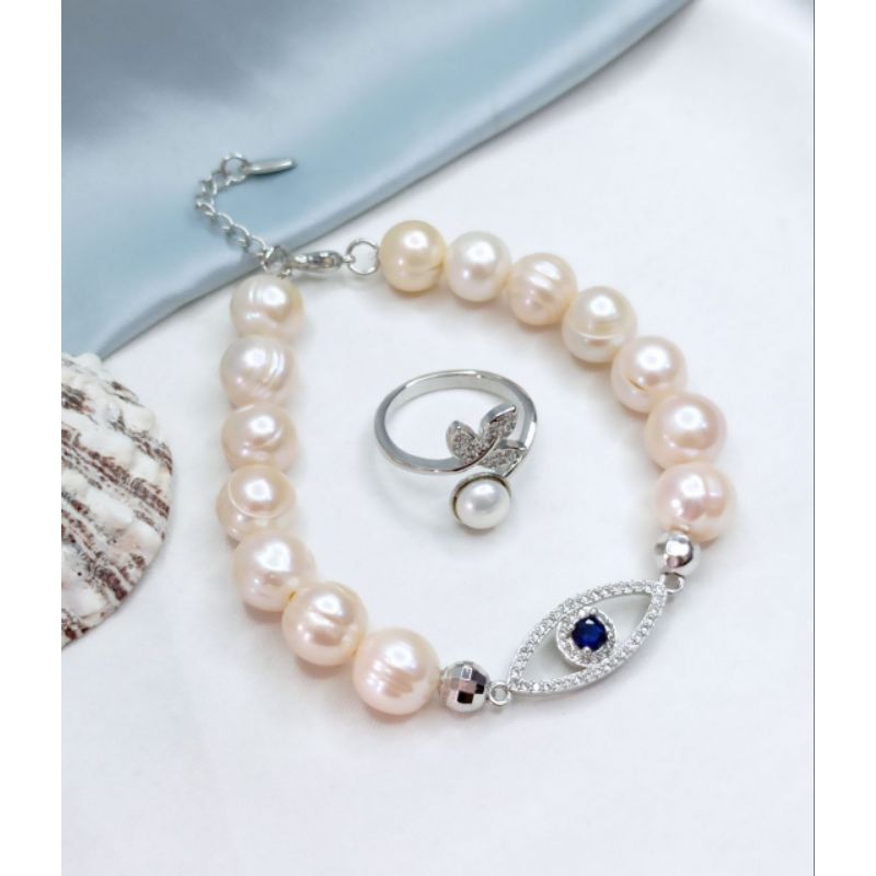 GELANG CINCIN MUTIARA AIR TAWAR BERSERTIFIKAT, SET GELANG CINCIN MUTIARA ASLI, OLEH OLEH KHAS LOMBOK