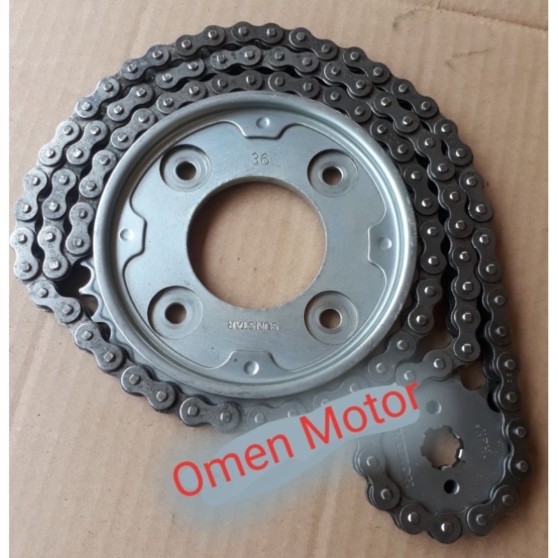 GEAR PLUS RANTAI SATU SET DEPAN BELAKANG UNTUK MOTOR HONDA  REVO ABSOLUTE ORIGINAL