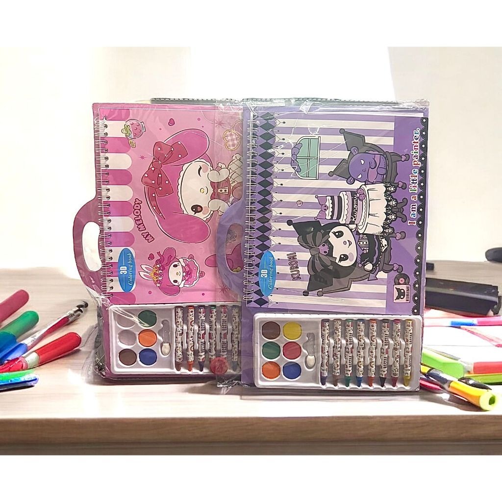 

BM BUKU CRAYON DRAWING COLORING BOOK SANRIO / Buku Gambar Mewarnai Karakter Sanrio 3D Kuromi Melody Hello Kitty Coloring Book 3D Set Crayon Belajar Melukis Menggambar Buku