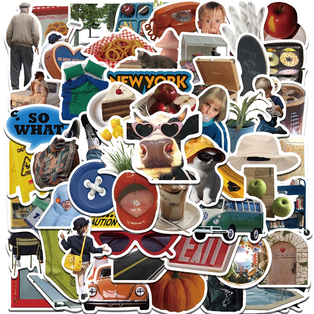 

[63 PCS]Stiker Lucu Ins Gaya Amerika Stiker Keren Retro Anti Air-Sticker Aesthetic Buku Journal Koper Casing HP Laptop Helm Motor