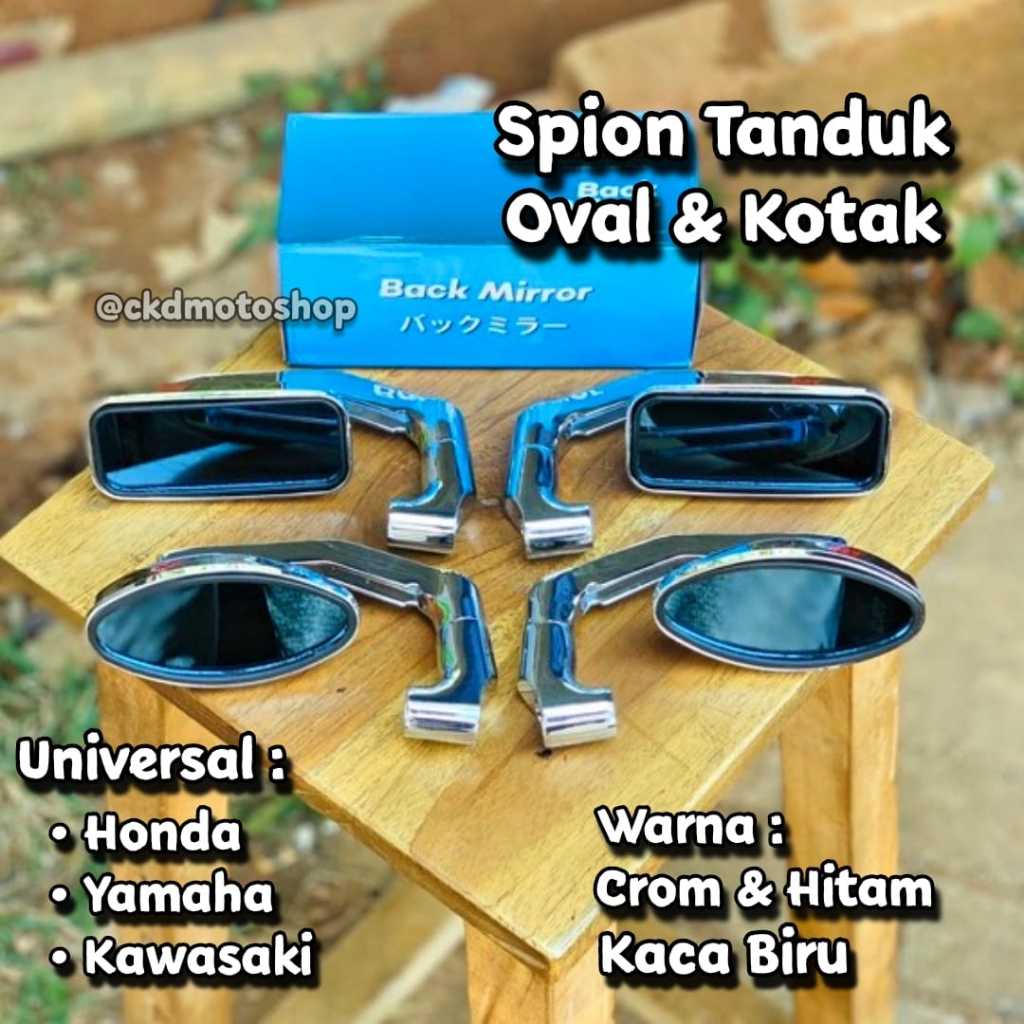 SPION TANDUK DAY OVAL KOTAK KACA BIRU SPION TANDUK DAYTONA HONDA YAMAHA UNIVERSAL