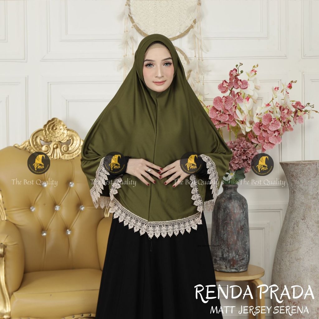 GROSIRHIJABKU Jilbab Renda Prada Jumbo Terbaru Bahan Jersey (Renda Prada)