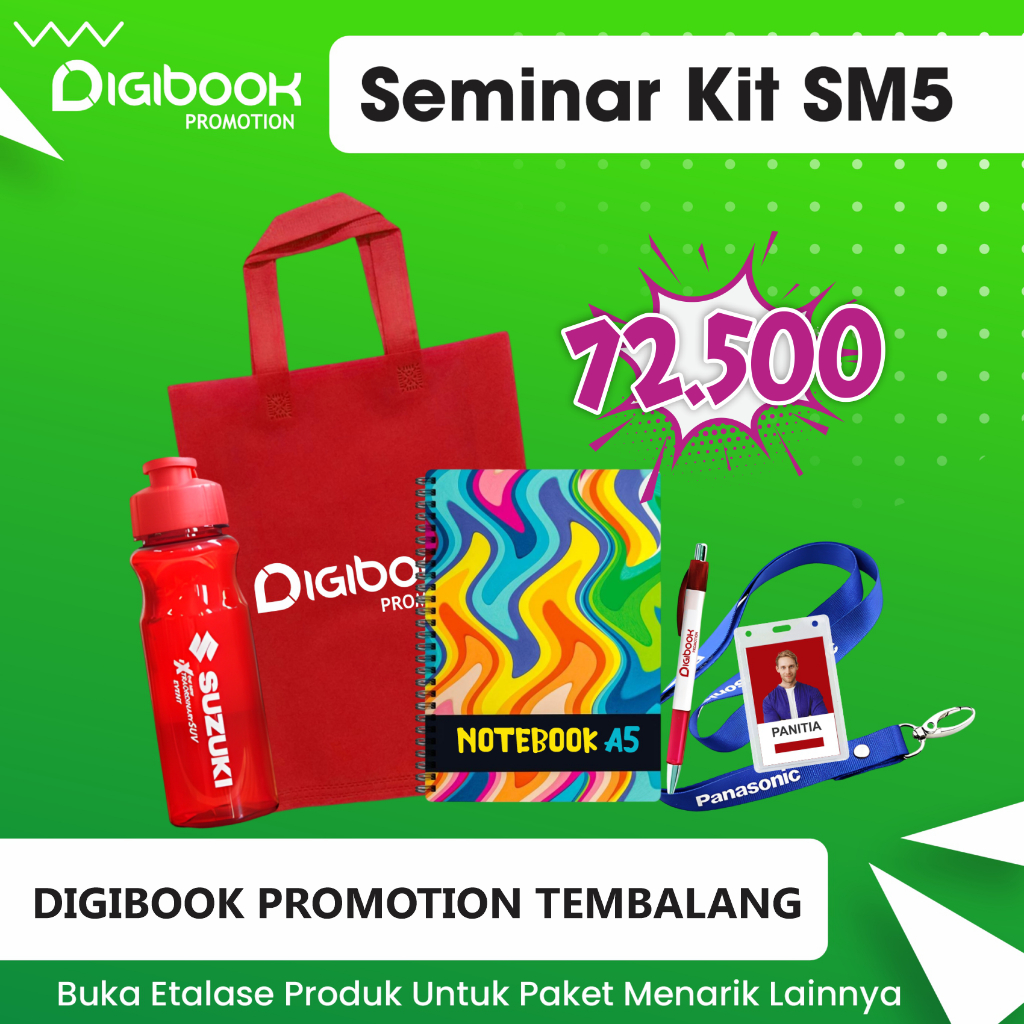 

Tas Spundbund, Notebook Spiral A5, Tumbler Florida, Pulpen Sablon, Lanyard Sablon, CoCard | Paket Seminar Kit Custom isi 6 || SM5