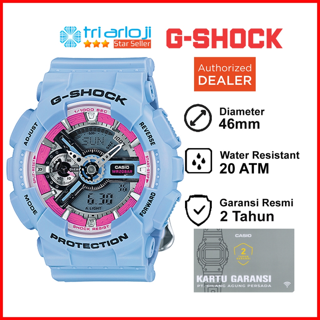 Casio G-Shock GMA-S110F-2ADR Jam Tangan Wanita GSHOCK GMA-S110F-2A GMA-S110F GMAS110F Floral Biru