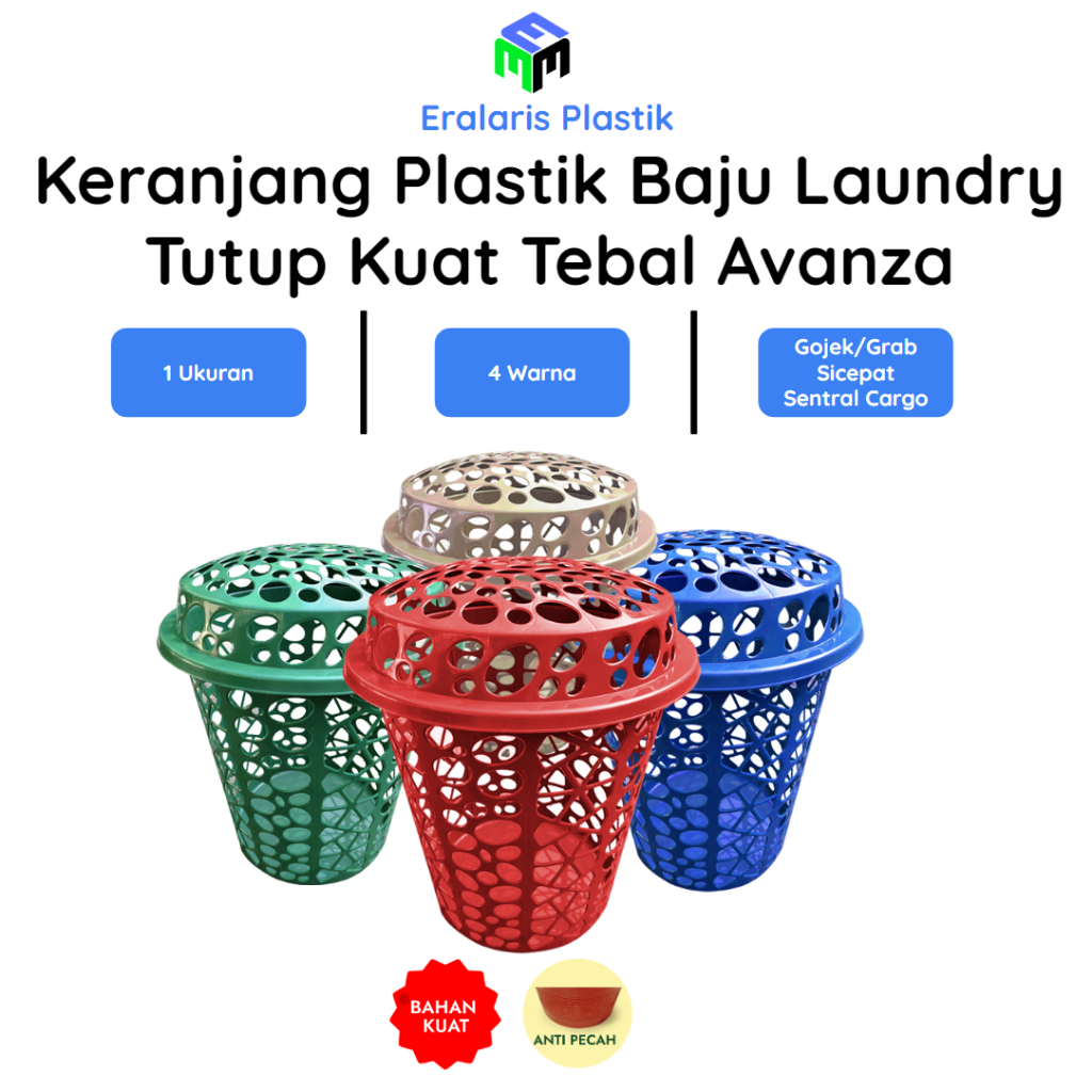 Keranjang Plastik Baju Laundry Tutup Kuat Tebal Avanza