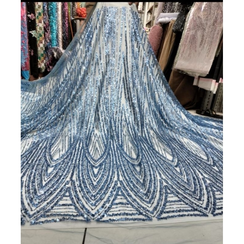 Bahan Tille  payet sworosky full Payet Korea/ Kain Tille payet kebaya,gaun,dress dll.