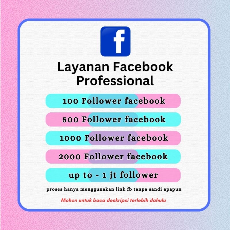 FOLLOWER FACEBOOK PROFILE/FANSPAGE PERMANEN