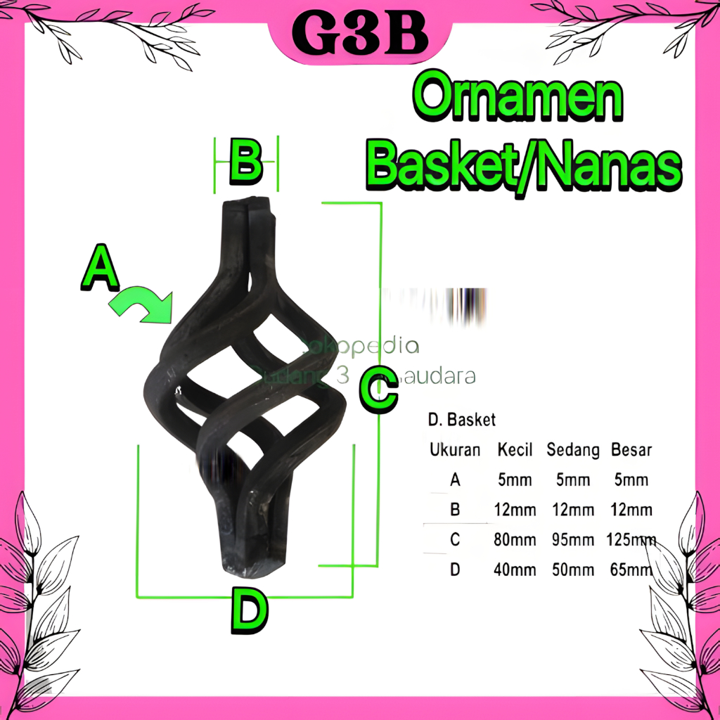 ornamen pagar besi tempa basket atau nanas ornamen pagar besi