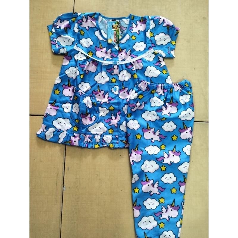 Baju Anak Tidur Anak Perempuan Katun Premium Viron CP size 1-9
