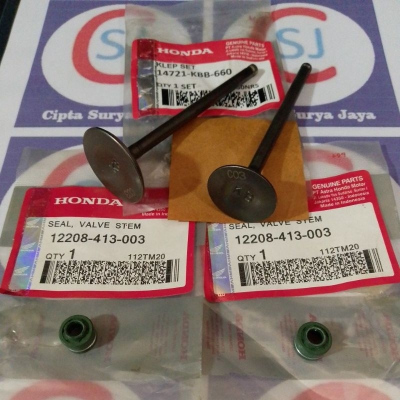 KLEP SET PAYUNG KLEP IN/EX KBB + 2PCS SEAL KLEP ORIGINAL AHM 413 ,TIGER, TIGER 2000,TIGER REVO,GL PR