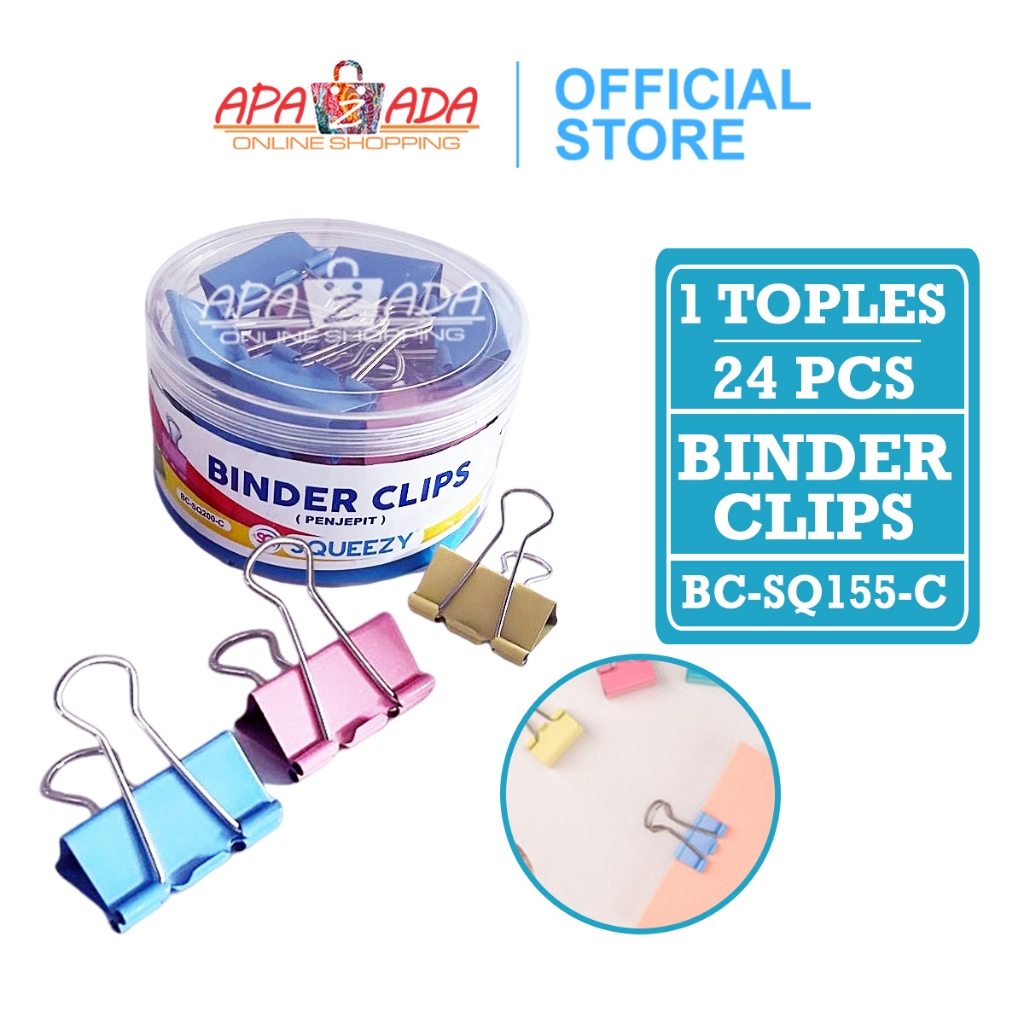 

Apazada - Binder Klip No.155 [1 Toples - 24 Pcs Klip] / Binder Clip Warna Penjepit Kertas BC-SQ155-C