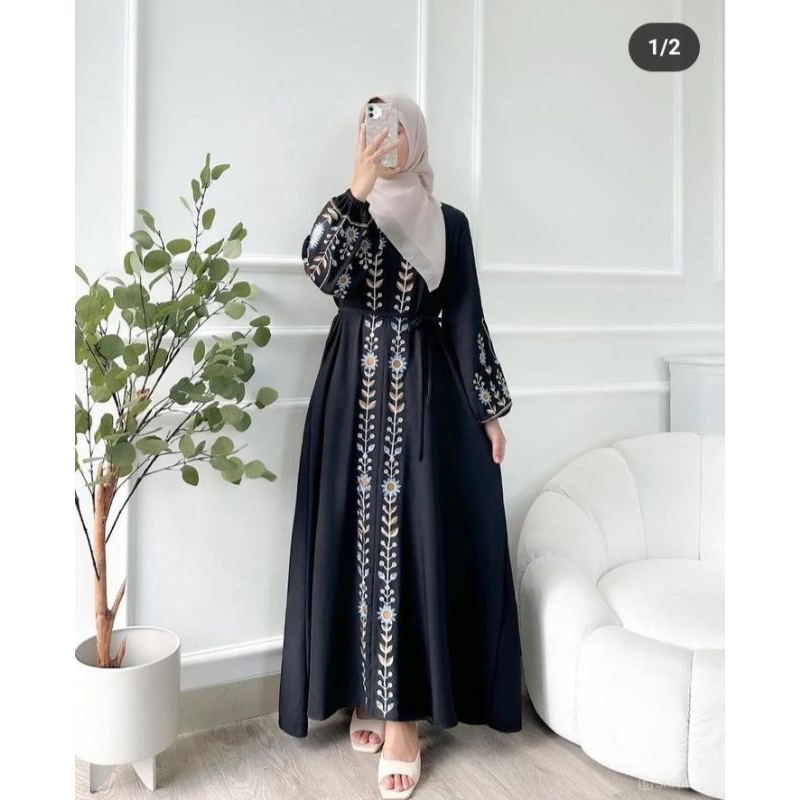 rauna dress//dres rauna//gamis rauna//gamis rauna Bahan cringkle