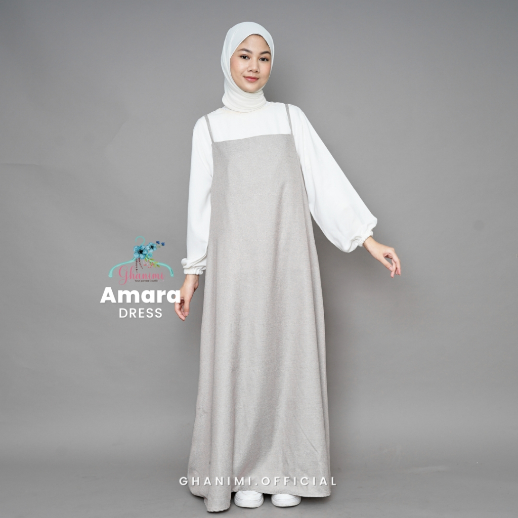 Ghanimi - Amara Dress / Dress Kekinian Polos / Gamis Terbaru / Dress Kondangan Muslimah