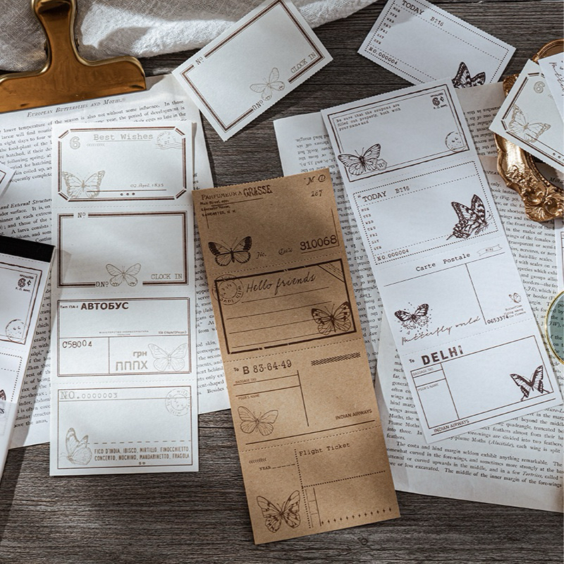 

(4BD) paper art deco decor journaling motif memo kupu bunga bingkai flower butterfly