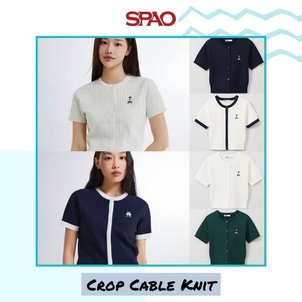 Woody Cable Crop Short Sleeve Knit T-Shirt by SPAO - Kaos Crop Wanita