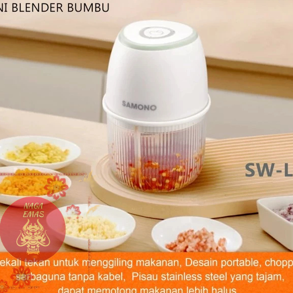 Samono Mini Food Processor Sw-L5 Choper Mini Blender Bumbu Charge