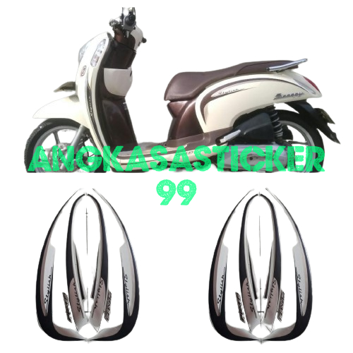 sticker striping body motor scoopy stylish 2014 cream