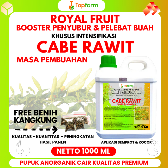 Pupuk Topfarm / Pupuk Pelebat Buah Cabai Rawit / Pupuk Buat Tanaman Cabe Rawit / Pupuk Cabe Rawit Pe