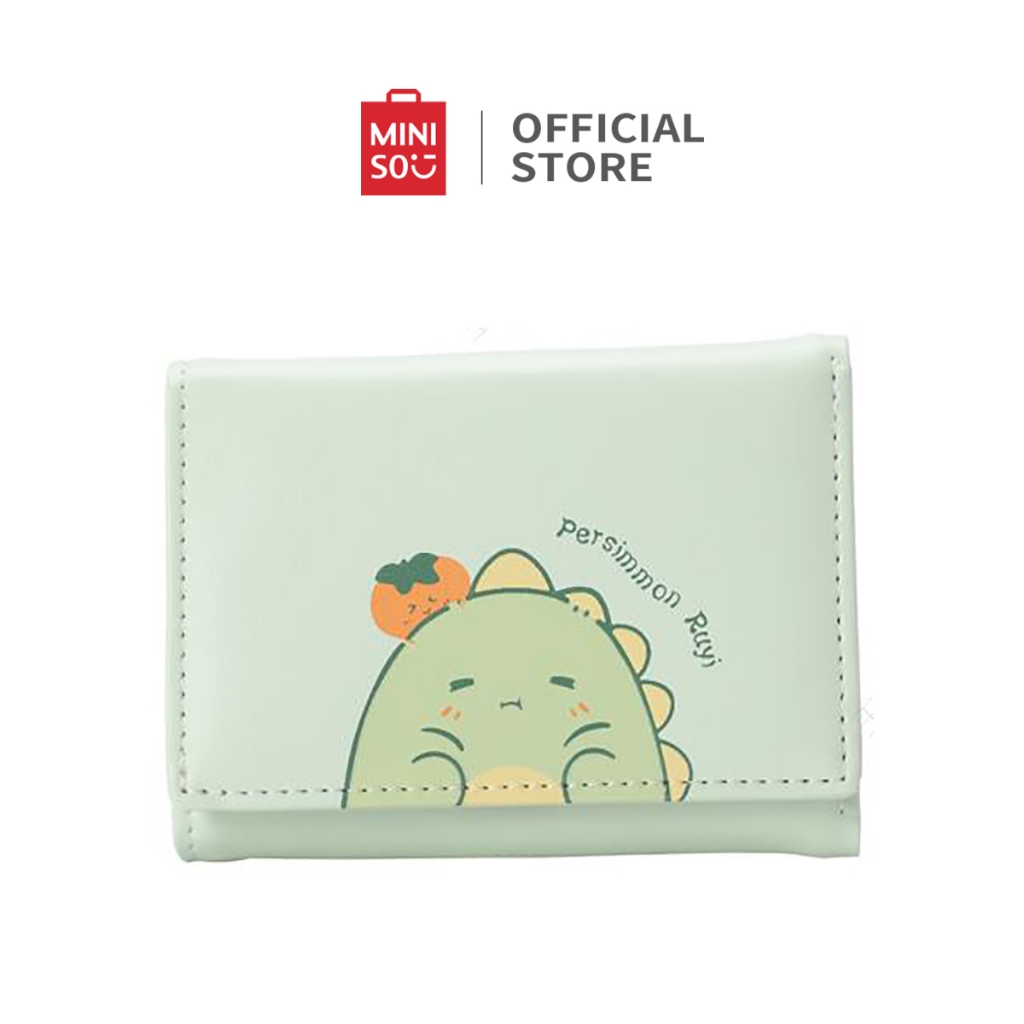 Miniso x Dompet Wanita Dompet Lipat Tiga Wanita Dinosaurus Kecil Yang Lucu 7 Slot Kartu dan 1 Slot U