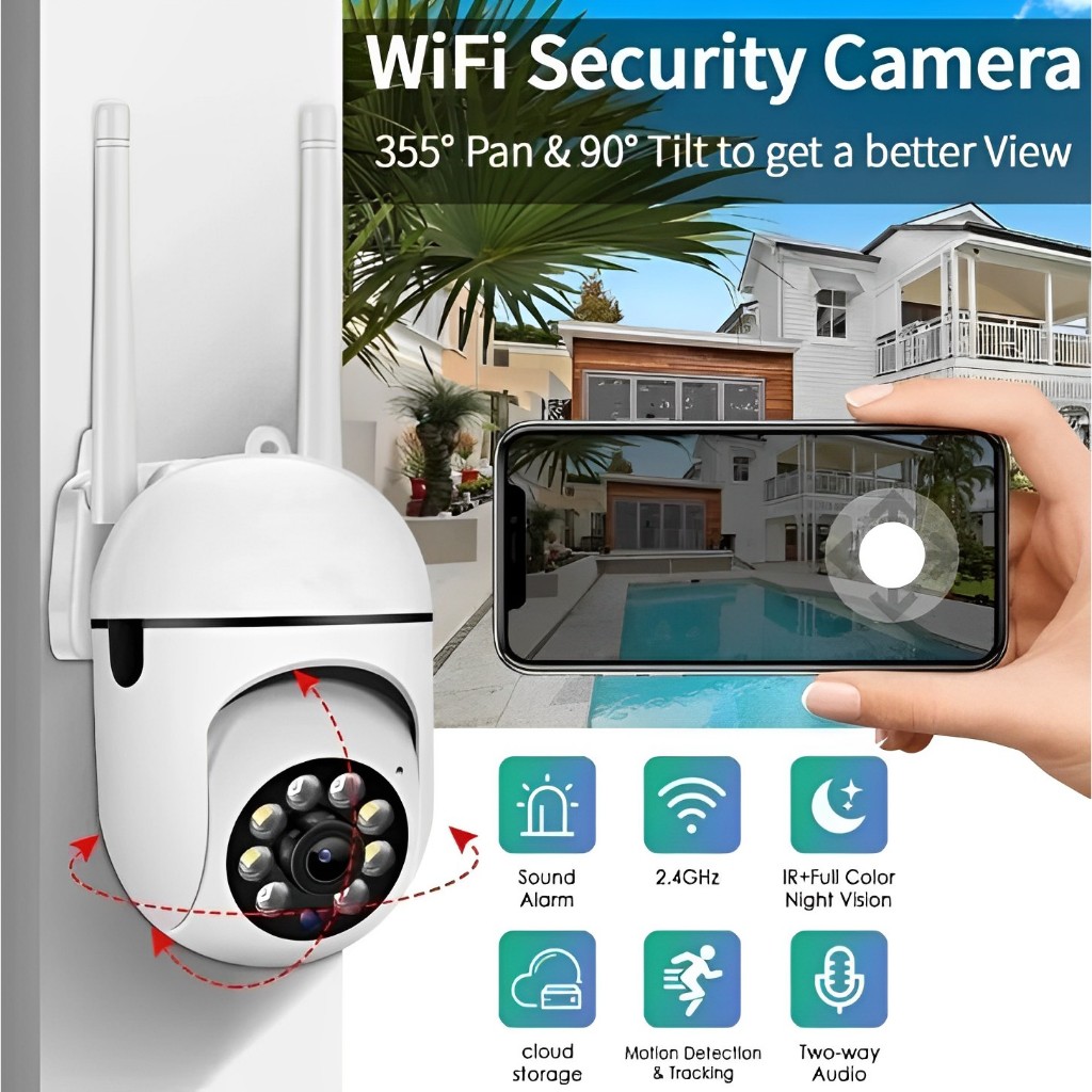 WILLI CCTV V380Pro 1080P 360° CCTV WiFi Jarak Jauh Lewat HP Kamera Keamanan CCTV Outdoor Indoor