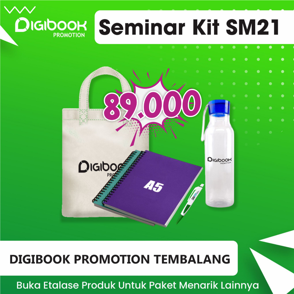 

Tas Canvas, Tumbler Colada, Notebook A5, Pulpen Sablon | Custom Paket Seminar Kit isi 4 | SM21