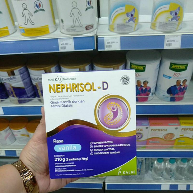 

Nephrisol-D | Susu untuk penderita gangguan Ginjal preDialisis | 210gr (3 sachet @ 70gr)