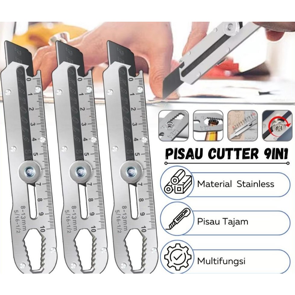 

Pisau Cutter Besar Super Tajam 9 in 1 Stainless Steel