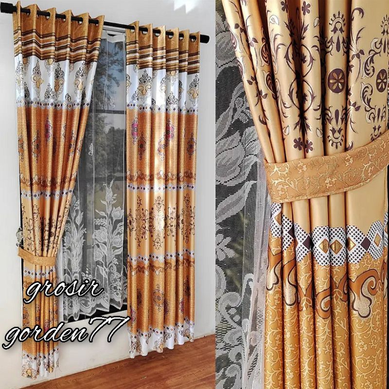 Gorden Blackout Murah Motif Tinta Emas Model Semokring Gold