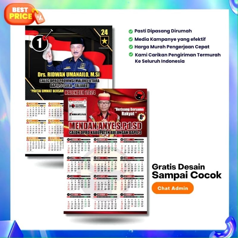 

kalender 2025/ kalender partai/klender caleg/ kalender cudtom