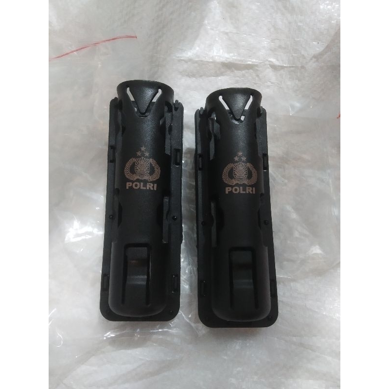 Sarung Tempat Baton Hitam Stik logo Polri