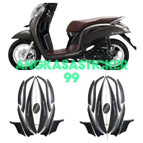 sticker striping body motor scoopy stylish 2018 matte brown