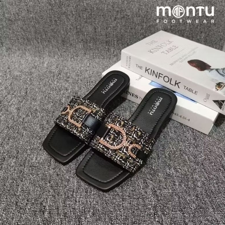 Montu Footwear - Sandal Flat Wanita / Sendal Teplek Flat Wanita Rajut Terbaru