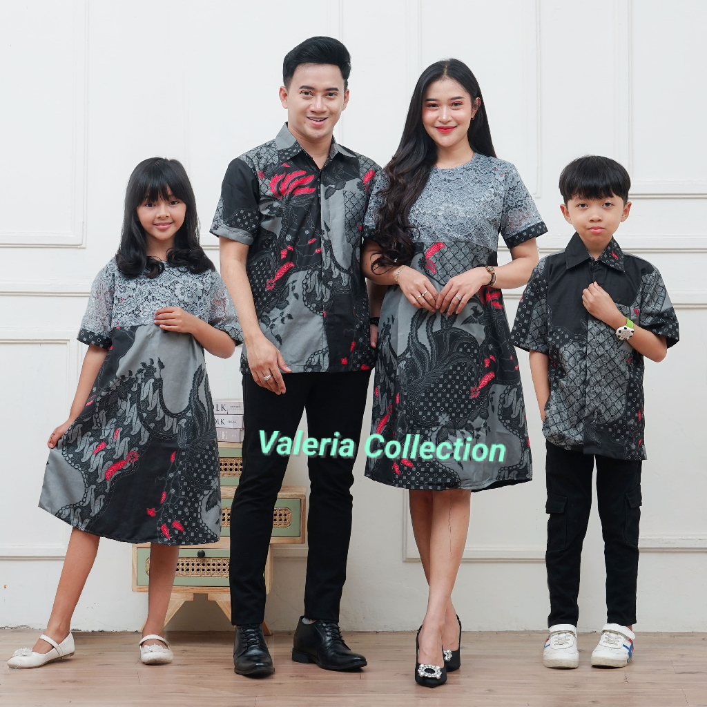 Outfit Couple Keluarga Baju Ayah Lengan Pendek Dress Lengan Pendek Baju Anak Laki-Laki Baju Anak Per
