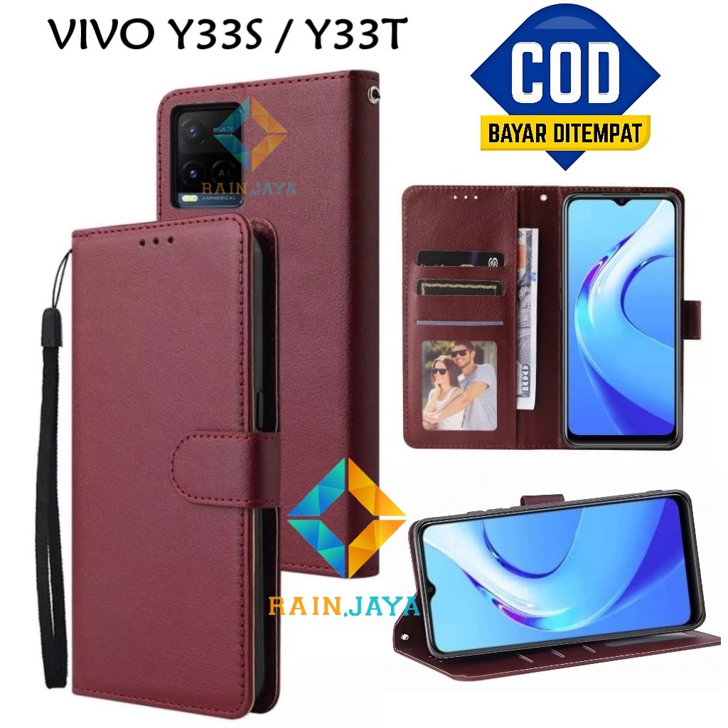Flip Case VIVO Y33S / Y33T Leather Case Premium Flip Cover Wallet