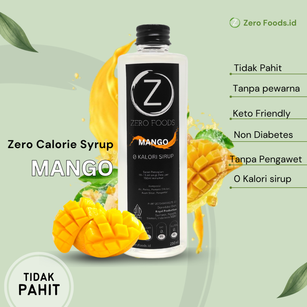 

Sirup Keto Diet 0 Calorie Bebas Kalori - ZERO 250 ml - Syrup Mango