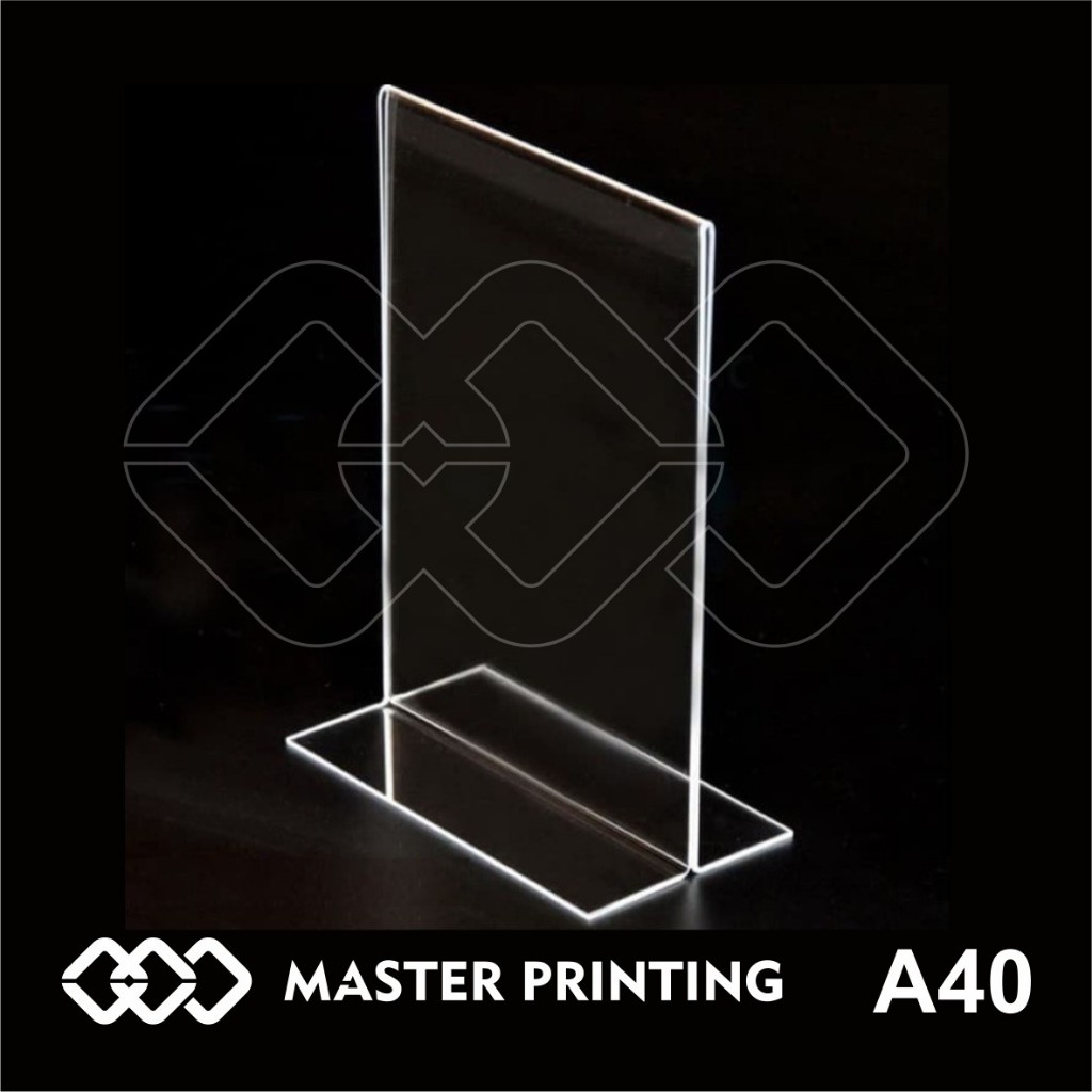 

A40 - Acrylic T, Akrilik Bening untuk Tempat Brosur, Menu, QRIS (Tent Holder), Display 2 Sisi