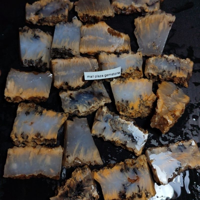 bahan batu dendrite macan motif scanic / bahan batu akik