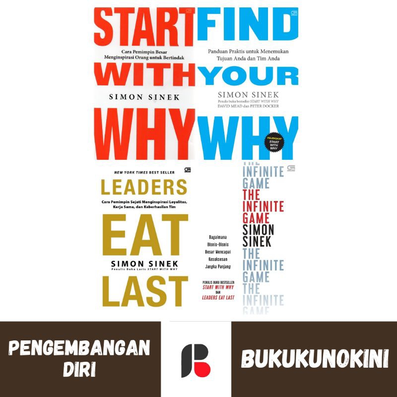 (Original, Segel) Buku Karya Simon Sinek - Start with Why; Find Your Why; The Infinite Game; Leaders