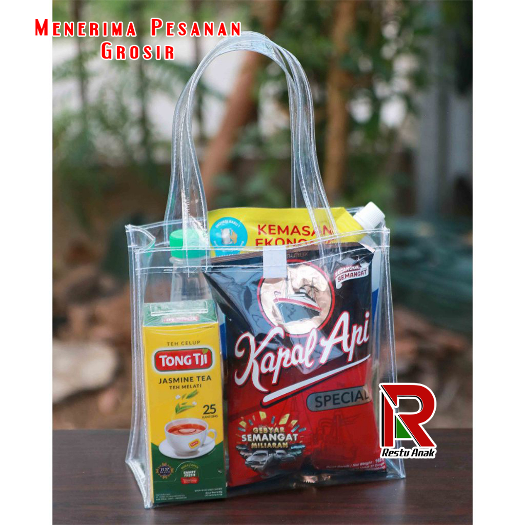 

20x10x20 Tas Mika Transparan/Tas Mika Bening Transparan, Souvenir Ulang Tahun, Hampers Aqiqah, Tas Snack Ultah Kue Lebaran