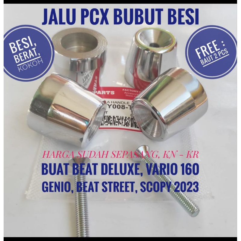 PROMO JALU STANG JALU STIR BEAT DELUXE VARIO 160 GENIO BEAT STREET 2020-2023 CHROME FULL BESI / UJUN