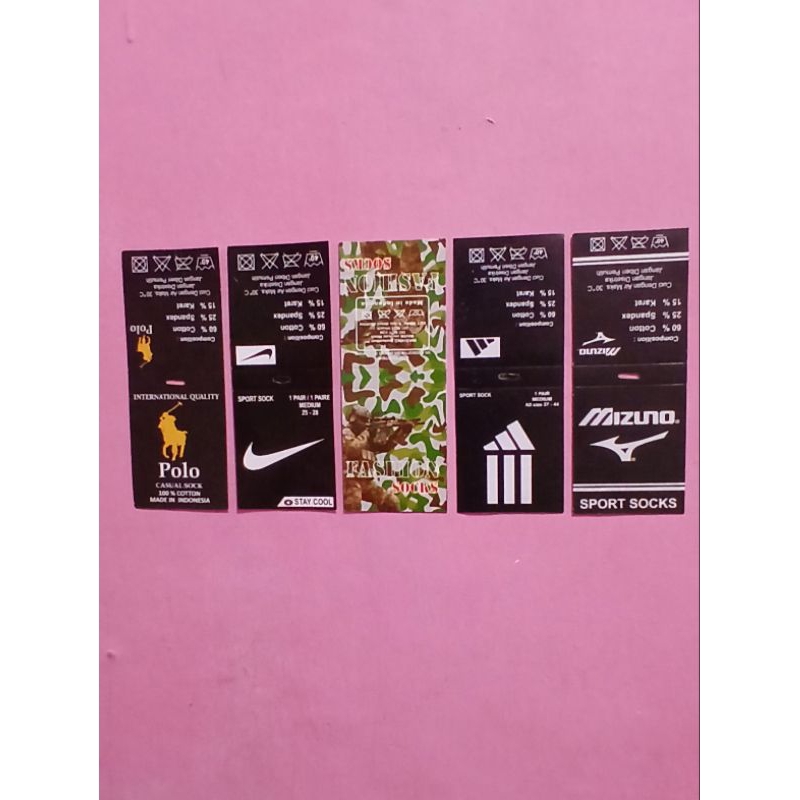 ( 100 lembar ) kertas label kaos kaki / label merk kemasan Peking kaos kaki