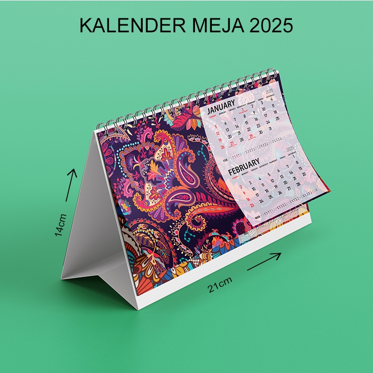 

Kalender 2025 Lengkap / Kalender Meja Ukuran (14,5 x 21,5 cm) Motif Batik Indonesia #KLMF07