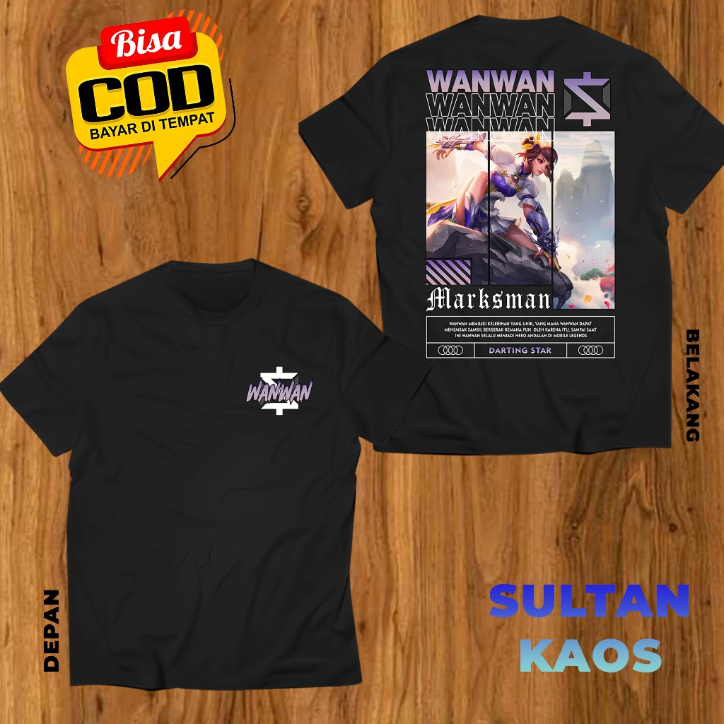 KAOS DEWASA GAME MOBA WANWAN DARTING STAR BAJU ML WANWAN MARKSMAN TSHIRT MLBB BISA REQUEST SKIN BAJU
