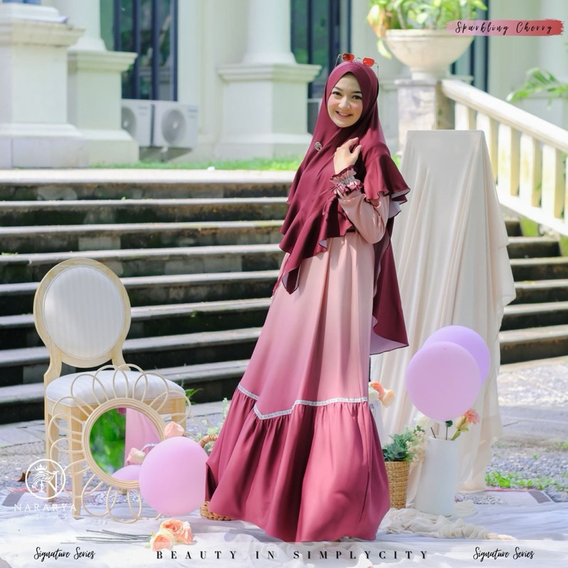 NARARYA | RAINBOW ICE CREAM SERIES GAMIS DRESS SET KHIMAR SYARI BUSUI MUSLIMAH DEWASA