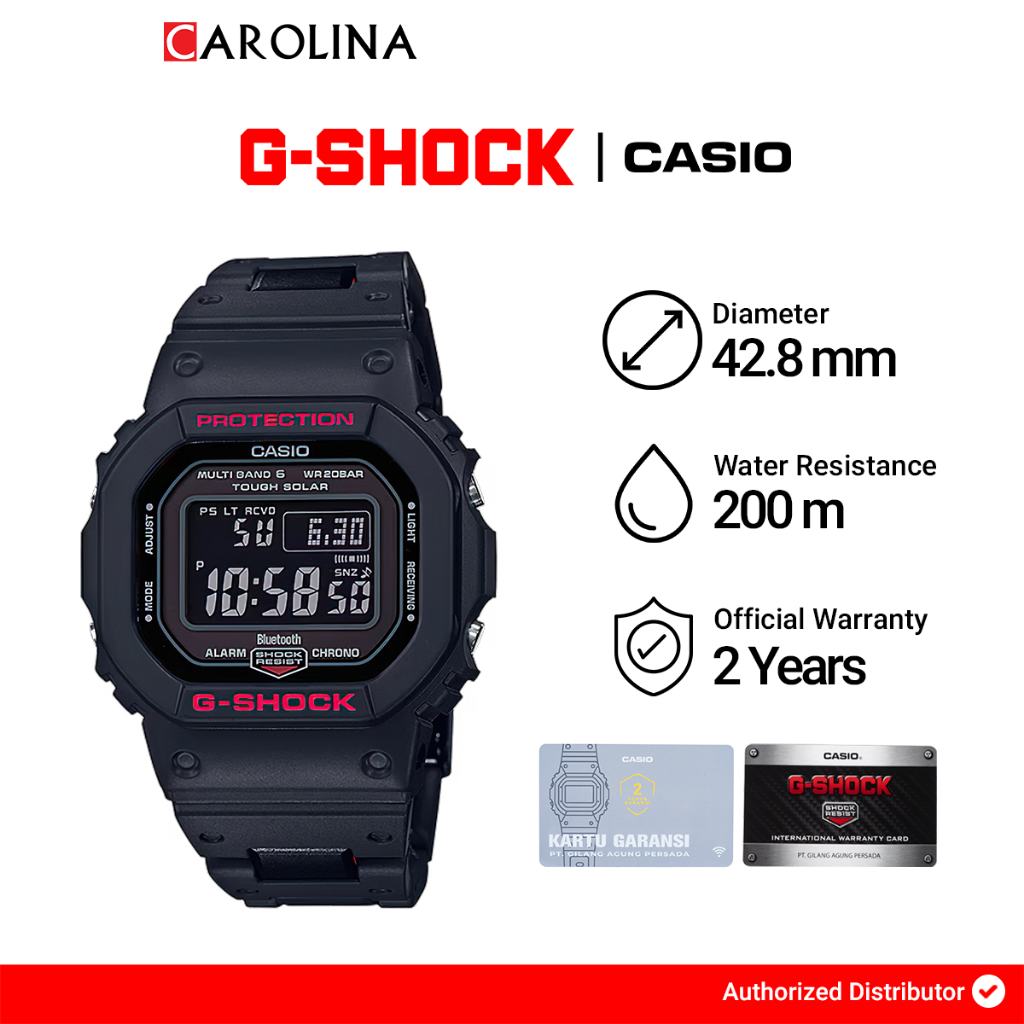 Jam Tangan Pria Casio G-shock GW-B5600HR-1D Heritage Red Series Digital Dial Black Metal Resin Band