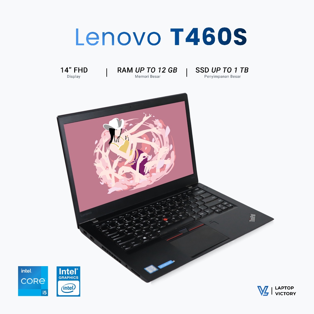 Lenovo Thinkpad T460s i7 gen 6 Ram 20gb Nvme 512gb Bonus Mouse dan Tas - Cocok untuk Kerja Harian