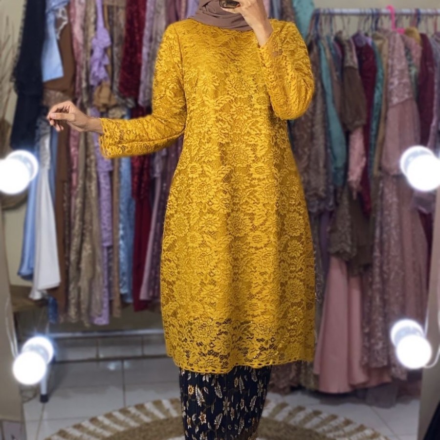 TERLARIS PROMO atasan kebaya jumbo murah tunik kebaya brukat modern KEBAYA TUNIK HITAM