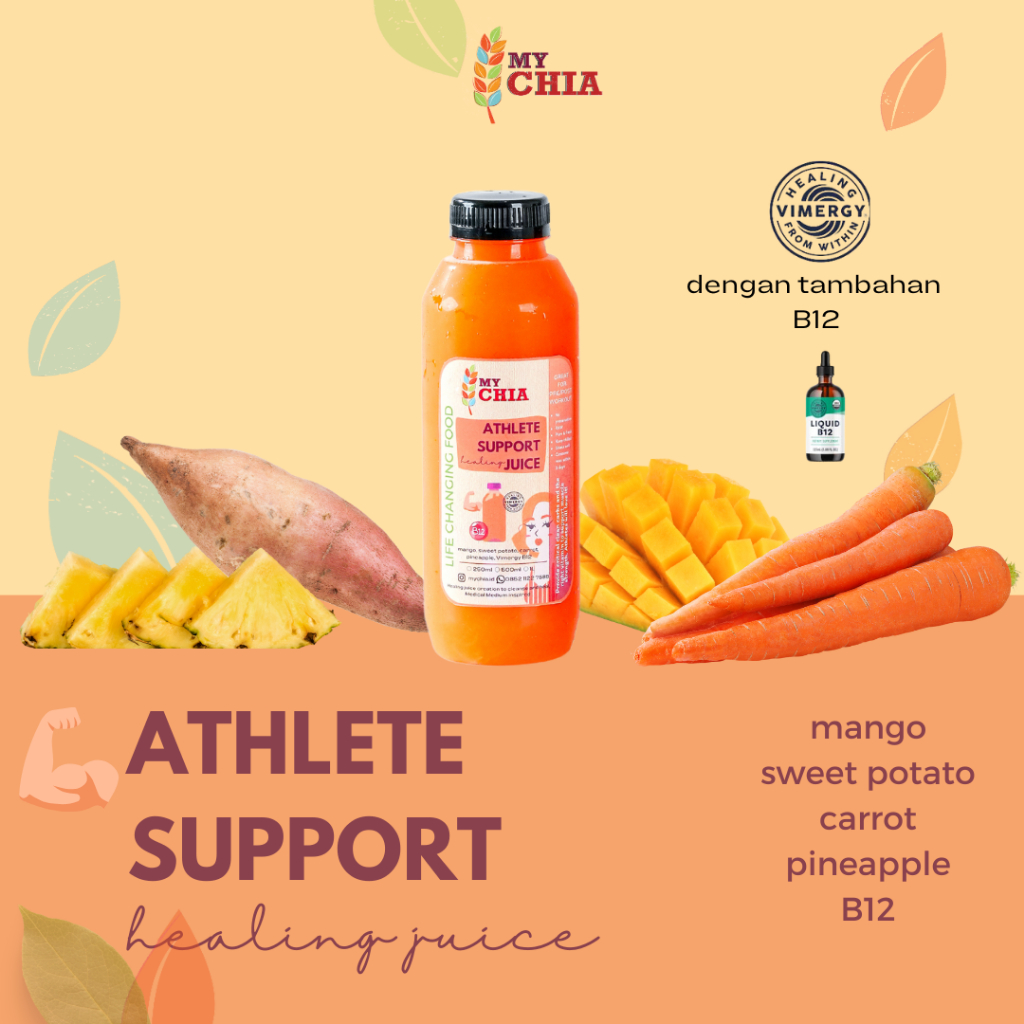 

Athlete Support Healing Juice 500ml Jus Pre Post Workout Otot Energi Cold Pressed My Chia