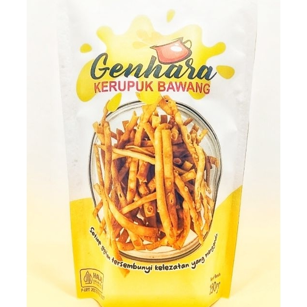 

GENHARA Kerupuk Bawang Genhara 150 gram - 100 % Halal - Oleh-oleh Makassar - Keripik Stik Bawang Renyah dan gurih Kue Bawang Camilan - Tanpa Pengawet - Non MSG