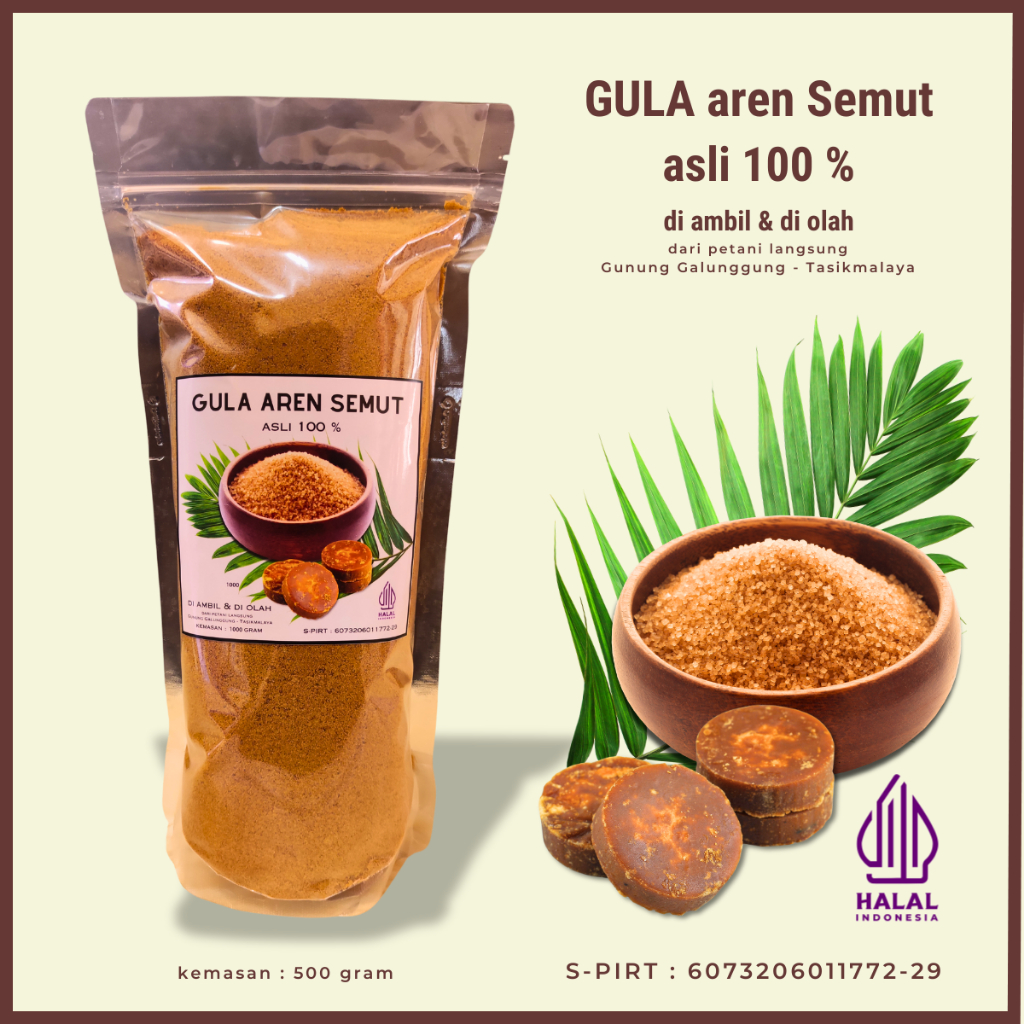 

Gula semut aren asli 1 kg Kemasan Plastik Pouch